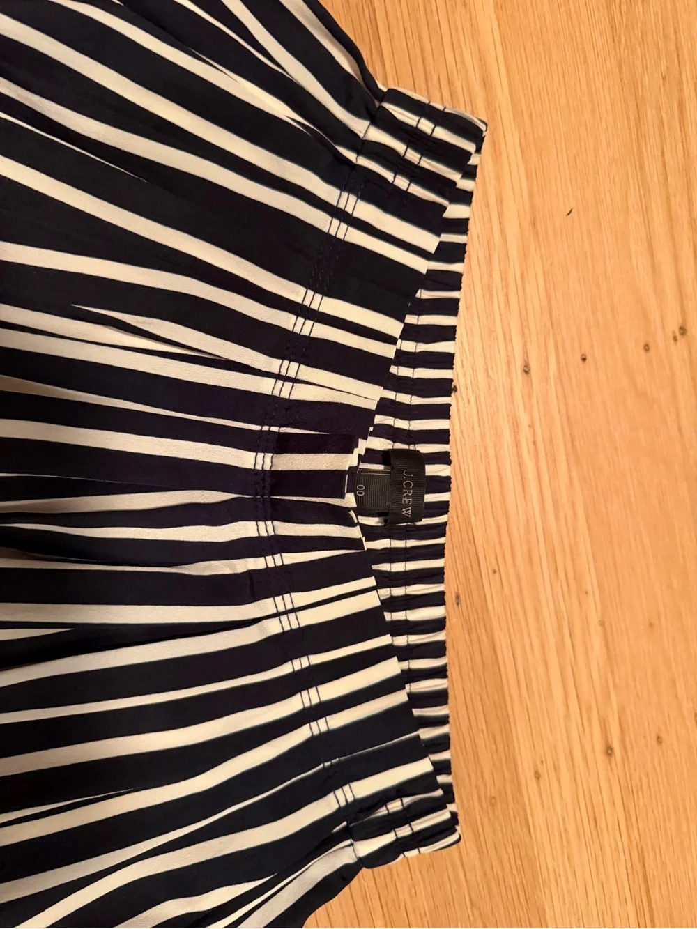 J. Crew Navy and White Vertical Stripe Midi Skirt